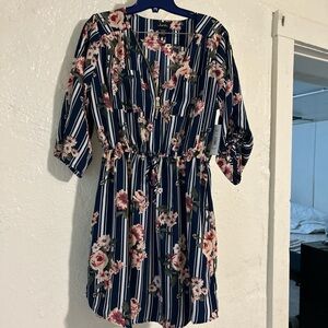 Justify Navy Floral Long Sleeve Dress